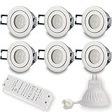 6x LED Einbaustrahler Chrom - rund 3W neutralweiß flach und schmal 12V MR11 - IP44 für Bad, Außenbereich Ø40mm Bohrloch - Badezimmer Terrasse Einbau-Spot Decken-Strahler