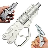 Multifunktionaler Fidget Spinner aus Edelstahl, Grau, 56mm x 22mm, mit Linkage-System, Tuning-Gabel-Mechanismus, Twist-Release-Funktion (Silber)