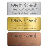 Personalisiertes Türschild/Klingelschild aus Acryl, wetterfest, selbstklebend, Namensschild mit Gravur für Haustür, Briefkasten, Klingel, in mehreren Farboptionen & Größen – Made in Austria