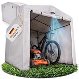 Silbergard Fahrradgarage mit extra Tiefe für E-Bikes | 160x220x165cm Gerätehaus | Wasserdichtes 600D Oxford Gewebe mit PU Beschichtung, Wetter & Reißfest | Ideal für Fahrräder, Gartengeräte, Roller