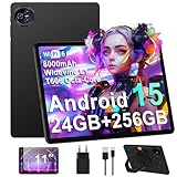 BIEGEDY Android 15 Tablet Kinder 11 Zoll, 24 GB RAM + 256 GB ROM/2 TB TF,GMS, 8-Core, 8000 mAh, 5 MP + 13 MP, 5G WiFi/Gesichts-ID/BT 5.0,Tablet Kinds Funda Eva giratoria 360 Grados - Schwarz