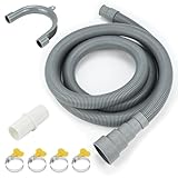 1 m Waschmaschinen-Ablaufschlauch-Verlängerungsset, universelles 7-teiliges Set mit flexiblem Schlauch, 4 Klemmen, 1 Adapter und U-Halterung für Waschmaschine, Geschirrspüler, Luftentfeuchter