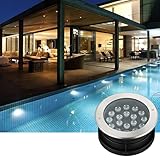 XIAOYIWIN 12/24 V tauchfähiges LED-Brunnenlicht – LED-Unterwassereinbauleuchte, IP68 wasserdichtes RGB-Farbwechsel-Unterwasserteich-Landschaftslicht, for Pool-Teichbrunnen-LED-Spotlicht(Yellow,9W)