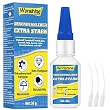 Sekundenkleber Extra Stark, Superkleber Wasserfester und Hitzebeständiger, mit Anti-Trocknungsspitze, Super Glue für Alles, Plastik, Keramik, Kunststoff, Glas, Holz, Metall uvm, 30 g