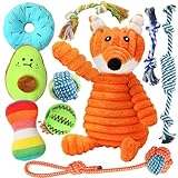 10 Stück Luxuriöses Welpenspielzeug für kleine Hunde, quietschendes Plüsch-Seil-Spielzeug-Set mit Kauspielzeug, Ball und mehr