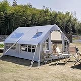 Sweet taize Aufblasbares Zelt für Camping mit Luftpumpe, großes Familien-Camping-Tunnelzelt für 6–8 Personen, aufblasbares Outdoor-Zelt mit Netzfenstern und -türen, schneller Aufbau