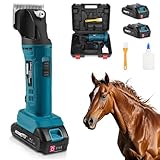 Schermaschine Pferde Kabellose, 500W Akku Pferdeschermaschine für Dickes & Verfilztes Haar | 2x2500mAh Akku | 6 Geschwindigkeiten | 2400 RPM Professionelle Schermaschine Kompatibel mit Makita 18V akku