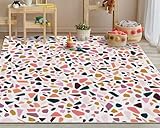 Waschbare Teppiche 10x15 rosa braun Teppich für Schlafzimmer, Küche, Wohnzimmer, Mädchen Zimmer Teppiche, Rutschfest, Fleckenfest, Quarzstein-Design, Fussmatten für Zuhause groß