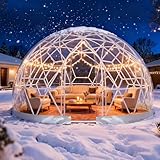 3.6 x 2.2m Gewächshaus Gartenkuppel Igloo,Gartenkuppel TPU Blasenzelt für 4-8 per,Gartenblasenzelt mit 2 Lichterketten, Durchsichtiges Kuppelzelt für Hinterhof,Party,Weihnachten,Hochzeiten