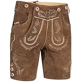 PAULGOS Herren Trachten Lederhose HK1 + Träger, Echtes Leder, Größe 56, Hellbraun