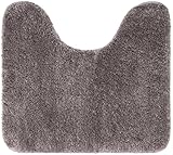 Brandsseller WC Vorleger 45x50 cm mit Ausschnitt aus weichem Mikrofaserstoff rutschfeste Badteppichmatte für Toilette WC-Grau