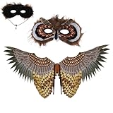 Eule Kostüm | Halloween Vogel Dress Up Set für Kinder | Lustige Eule Maske Flügel Kostüm für Karneval Performance Party Theater Maskerade Bühne Schule