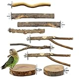 9 Stück Natur Sitzstangen Set, Vogelspielzeug Holz Wellensittich Zubehör Vogelkäfig Zubehör Vogel Spielzeug für Nymphensittich Spielzeug Kanarienvogel Papagei Stehend Vogelkäfig