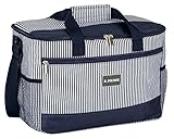 B.PRIME 20L Kühltasche Classic Navy-BLAU gestreift I 36x26x22cm I Isoliertasche I Lunch-Tasche I Kühlbox I Picknick-Tasche I Eistasche I Campingtasche I Picknick I Outdoor I Reisen I Einkauf I Auto