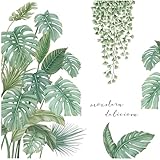 KAIYAYA 2 Stücke Wandtattoo Pflanzen Tropische Blätter Wandaufkleber Flur Wandsticker Grün Natur Dschungel Schlafzimmer Wandsticker Wohnzimmer Kinderzimmer Deko,Spring Wall Sticker for Windows,Bedroom