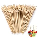 Acsatont 120 Stück Cocktailspieße Set, 12 CM Fingerfood Spieße, Cocktail Zubehör Holzspieße mit Holzperlen, Obstspieße für Geburtstage Party und Fasching Party