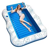 Pool Floats für Erwachsene, aufblasbares Float Lounger Bett, tragbares Poolfloß mit Getränkehalter zum Bräunen, Wasserspielen, Urlaub, Hinterhof, Reisen, Fluss, See