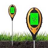 Qieryun 4-In-1 Ph Messgerät Erde, Ph/Temperatur/Licht Feuchtigkeitsmessgerät Pflanzen Mit Digitalem Led Display Bildschirm Für Gartenbau, Landwirtschaft Und Outdoor