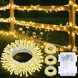 Ledido 4 Stück 50 LED Lichterketten für Außen & Innen,Insgesamt 200 LEDs,8 Modi, Funkelnde Lichterketten,Batteriebetrieben für Geburtstag Klassenzimmer Baum Party Hochzeit Weihnachtsdekor