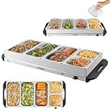 Steinborg® Buffetwärmer XXL elektrische Warmhalteplatte mit Deckel Speisewärmer 450 Watt 5 Speisebehälter Buffet Wärmer Speisenwärmer Chafing Dishes Buffet & Catering 10 Liter