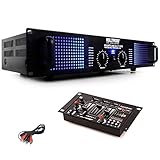 etc-shop PA DJ 2400 Watt Endstufe Verstärker Partyanlage Disco USB MP3 Mixer Partykeller Mischpult Kabel DJ Equipment Metall schwarz