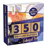 350 Origami Block Colorful Ink: 350 Falt-Papiere (14 x14 cm, 80 g/m²), in 25 Designs, davon 50 Papiere mit Metallic-Folie, 20 Seiten Origami-Grundkurs, Softcover