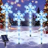 4er Set Solar Weihnachtsbeleuchtung für Außen,Acryl Schneeflocken Weihnachtsbeleuchtung außen,Garten Solarlampen Beleuchtung,LED Garten Leuchtstecker,Weihnachtsdeko Lampe für Weg,Hof,Terrasse