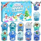 Schleim Adventskalender 2025 Kinder für Mädchen Jungen | 24 Tage Countdown-Kalender Fluffy Butter Cloud Kristall Slime Spielzeugkalender Weihnachtskalender Weihnachten Überraschungen Geschenk