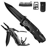ORSIFOW Multifunktion Taschenmesser,13 in 1 Taschenwerkzeug Multitool mit Zange Klappmesser Dosenöffner Schraubendrehe für outdoor Camping,Wandern | Inklusive EDC Kreditkarten Messer