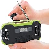 infactory Outdoorradio: Solar- und Dynamo-Kurbel-Radio mit LED-Licht, LCD-Display (Notfallradio mit LED-Lampe, Handkurbel Radio, Ladegerät Batterie)