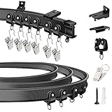 KOLAKO Flexible Vorhangschiene, Wandhalterung, gebogen, strapazierfähig, Wohnmobil-Schiebevorhangschienensystem, Raumteiler, 3 m, Schwarz