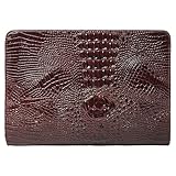 CLARA Clutch mit Krokodilmuster, übergroß, PU-Leder, Umschlag-Clutch, Abend-Handtasche, B-Kaffee