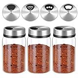 3 Stück Gewürzgläser mit Drehdeckel - Salzstreuer 150ml, Streuer Gewürze mit 4 Gewürzlöchern,Gewürzgläser Glas,Gewürz Gläser, Praktische Salzstreuer Gewürzdosen für Küche, Grillen, BBQ und Kochen