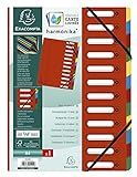 Exacompta 55125E Premium Ordnungsmappe Harmonika. Aus extra starkem Colorspan-Karton DIN A4 12 Fächer und 2 Gummizüge mit Indexfenster und dehnbarem Rücken Register-Mappe rot