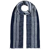 Stetson Verio Sommerschal Wollschal Streifenschal Damen/Herren - mit Fransen Frühling-Sommer Frühjahr Sommer - One Size dunkelblau