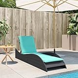 Vopese Sonnenliege mit Kissen Schwarz 60x205x73 cm Poly Rattan Gartenstühle Model368286