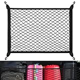 Yimomoyi Gepäcknetz Auto, Kofferraumnetz mit 4 Haken, Kofferraum Netz 60 x 40 cm Erstreckt Sich auf 120 x 80 cm, Gepäcknetz Wohnmobil, Trennnetz Gepäckfixierung, Elastisches Netz für die Meisten Autos
