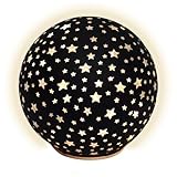 LED Weihnachts Glaskugel Sterne zum Stellen schwarz mit Timer - 15 cm - Dekokugel Aufsteller warm weiß beleuchtet Batterie betrieben - Kugel Advent Winter Stimmungslicht Decoration edel elegant