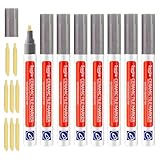 Fugenstift Grau, 8 Stück Fliesenfugenstift mit Ersatzspitze, Fugen Reparatur Stift, Wasserfester Laminat Stift, FugenmöRtelstift Ideal zur Reparatur von Fliesenfugen in Bad und Küche