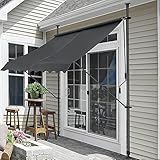 pro.tec Klemmmarkise Stem Markise ohne Bohren 250 x 120 x 220-309 cm Balkonmarkise mit Handkurbel Sonnenschutz Stahlgestell Anthrazit