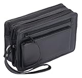 UMTI Leder Handgelenktasche für Männer aus Rindleder (155B) Herrentasche echtes Leder Tasche Bag Neu