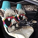 GlbnSHeric Autositzbezug, 2 Stück, Sitzbezüge für Auto, Vordersitzschutz, Alpaka, mit Sonnenbrille, Sitzbezug mit Gummiband, Sitzschutz, Autozubehör, 2 Stück