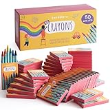 THE TWIDDLERS 50 Boxen Wachsmalstiften (300 Stück), 6 Farben - Gastgeschenke, Mitbringsel, Mitgebsel für Kindergeburtstag, Kindergarten, Grundschule