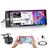 Fuluku 2+64G 1 Din Android Autoradio mit Kabellosem Carplay Android Auto, 6,9 Zoll Touchscreen Radio mit Bluetooth/WiFi/FM/RDS/EQ/Mirror Link/GPS/Rückfahrkamera/Mikrofon/USB