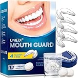 UNIEDI Mouth Guard, Knirscherschiene Für Nacht, 2 Größen, 4 Formbare Mundschutz zum Zähneknirschen, Gegen Bruxismus und Zähneknirschen