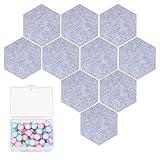 10 Stück Sechseckige Filz-Memo-Tafeln, Selbstklebende Pinnwände aus Kork, Foto-Display-Tafel, Dekoration für Fotos, Memos, Wanddekoration, Mit 40 Pinnnadeln