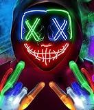 Colplay NEU LED Halloween Maske Leuchtende Handschuhe-Set, Mehrere Leuchtmodi Kostüm, Halloween Kostüm Damen Kinder Mädchen Teenager, Horror Totenkopf Maske, Halloween Party (Mehrfarbig)