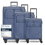 REDOLZ Koffer-Set 3-teilig für Damen & Herren | leichte & stabile Reise-Trolleys, hochwertiges Softcase, 4 Doppelrollen & TSA-Schloss |erweiterbar mit Dehnfalten (Essentials 12)