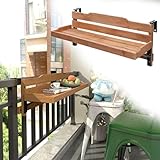 URUCHF balkontisch hängend Hängetisch Aus Massivholz, Terrassengeländertisch, Balkongeländertisch Für Kleine Gemüsegärten, Klappbarer Balkongeländer-Stehtisch(L 90 CM/35.5 IN)