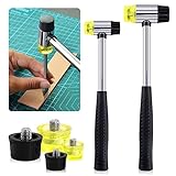 Glarks 2 x 25 mm/35 mm doppelseitiger weicher Hammer mit 4 Ersatzköpfen, Doppelkopf-Kunststoff- und Gummihammer für Lederhandwerk, Uhren, Schmuck, Bodenbeläge